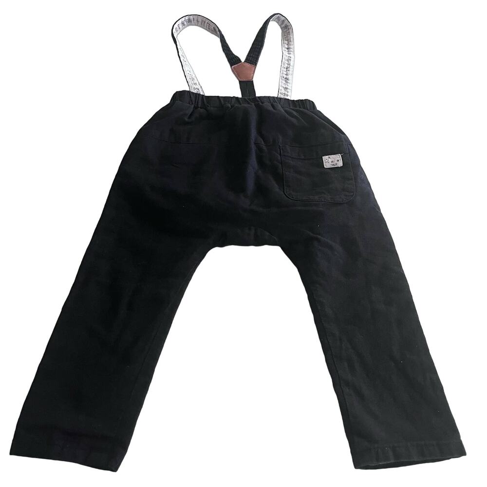 Zara boys black lined suspender pants 18/24 months